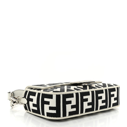 Fendi Canvas Vitello King FF Embroidered Baguette White Black 4 of 7