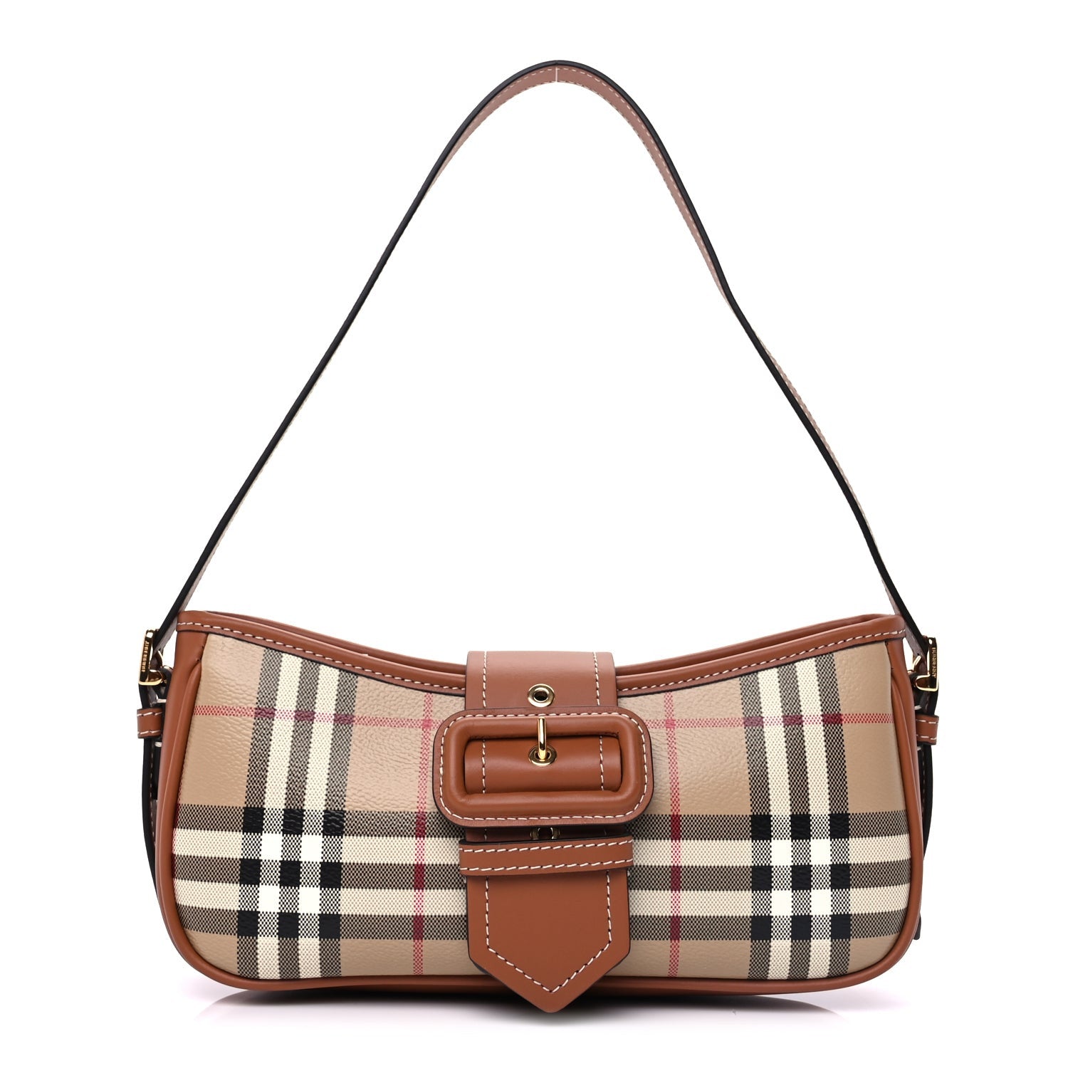 Burberry E-Canvas Vintage Check Sling Buckle Bag Briar Brown 1 of 8