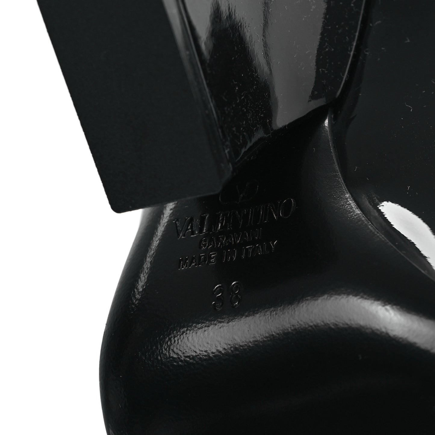 Patent Vlogo Plaque Ankle Strap 105mm Pumps 38 Black