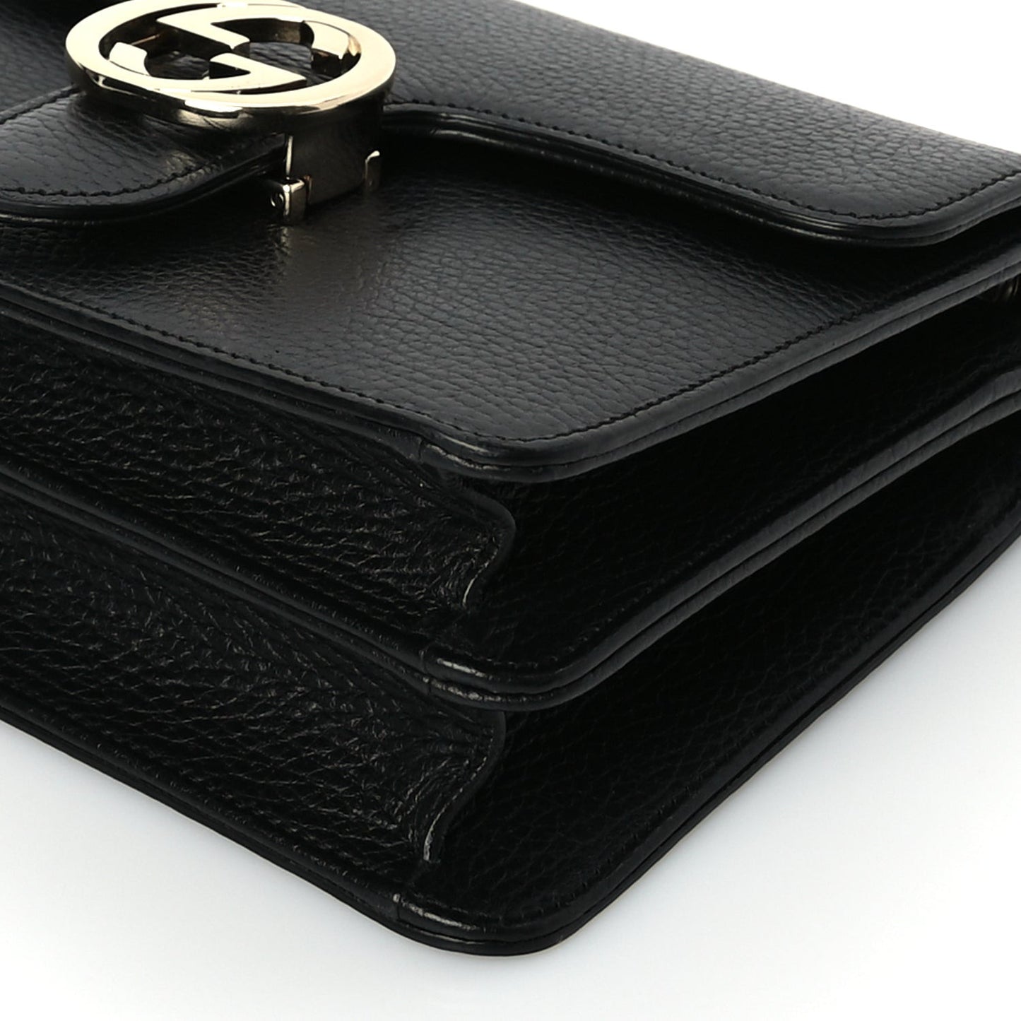 Dollar Calfskin Small Interlocking G Shoulder Bag Black
