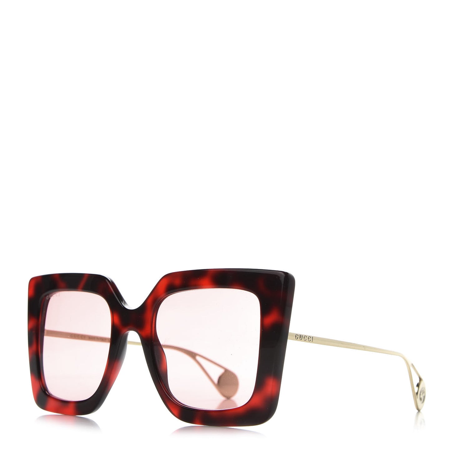 Acetate Oversize Square Frame GG0435S Sunglasses Red Havana