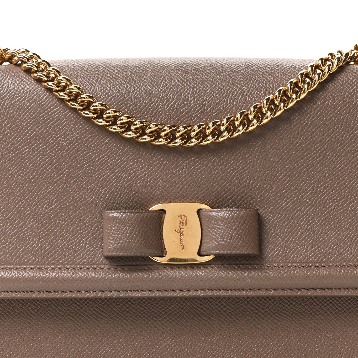 Salvatore Ferragamo Printed Calfskin Ginny Shoulder Bag Grey 7 of 9
