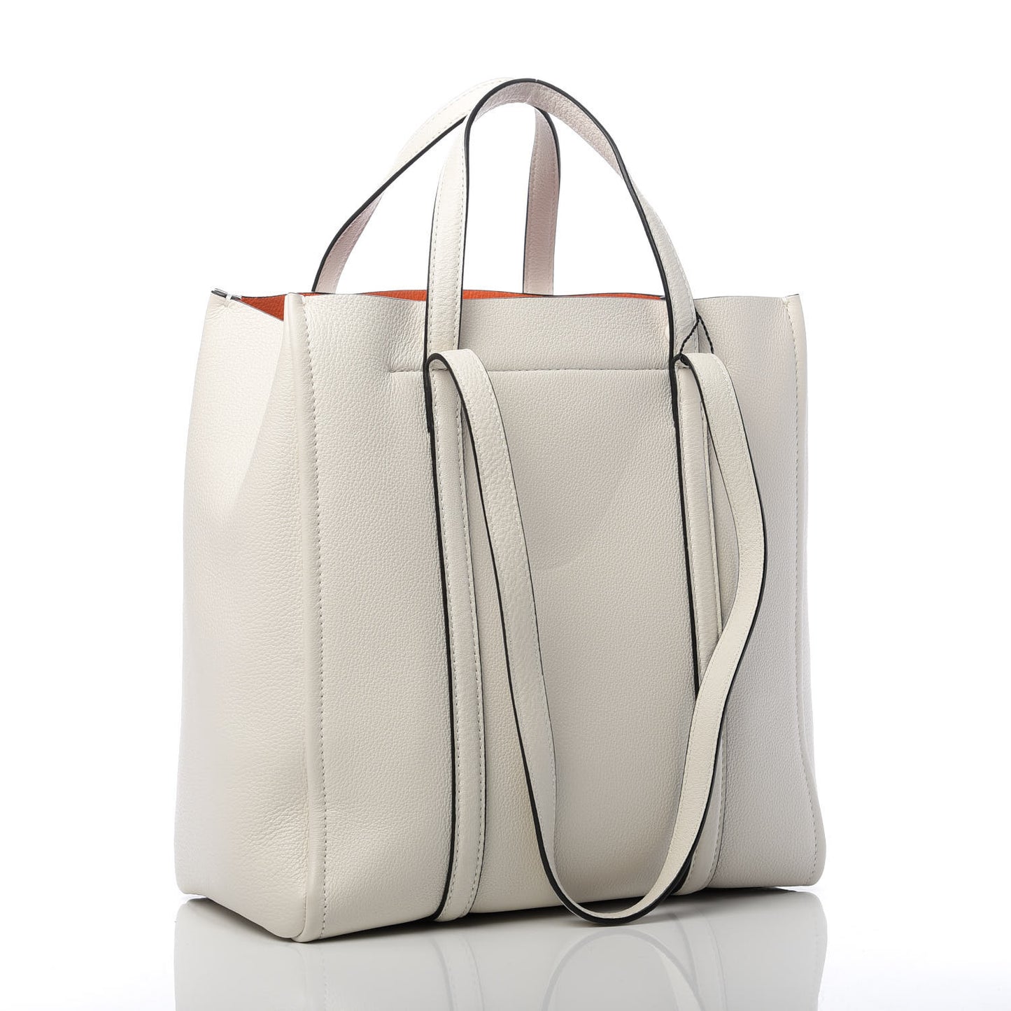 Grained Calfskin The Tag Tote White