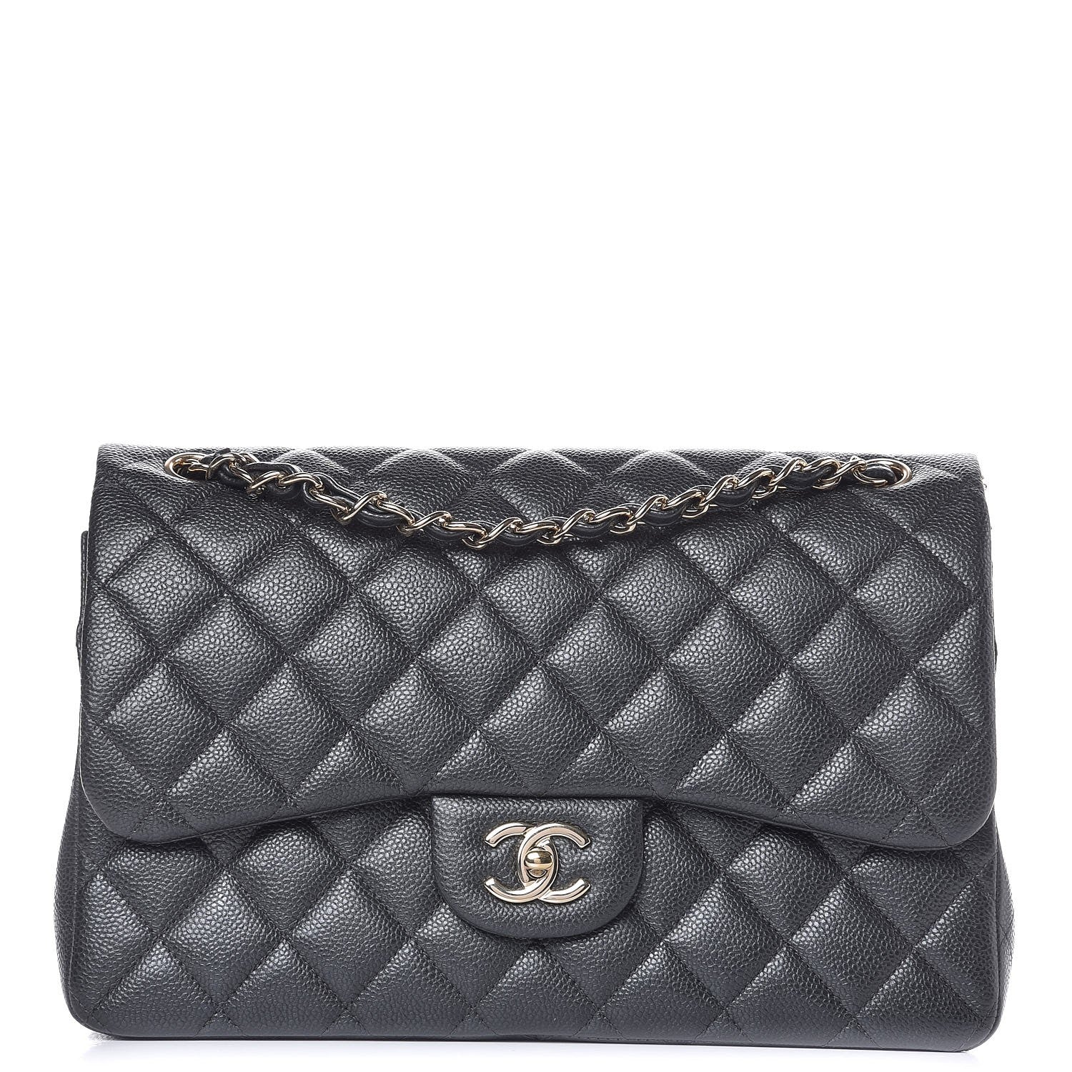 Chanel Metallic Caviar Quilted Jumbo Double Flap Dark Grey 1 of 9