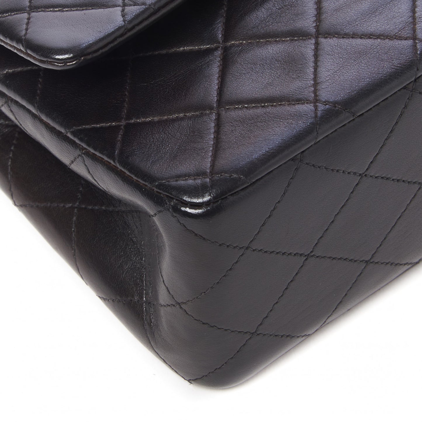 Lambskin Quilted Medium Double Flap Black