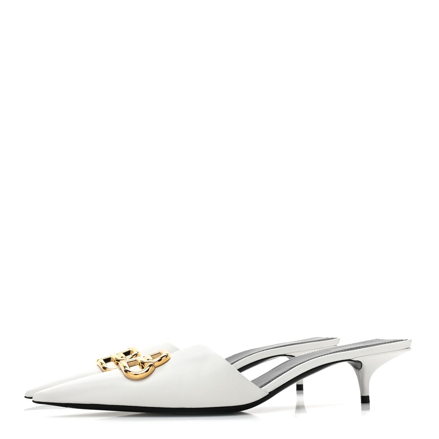 Soft Nappa BB Square Knife Pointed Toe 40mm Mules 40 White