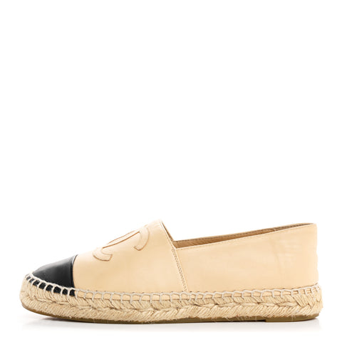 Lambskin CC Espadrilles 36 Beige Black