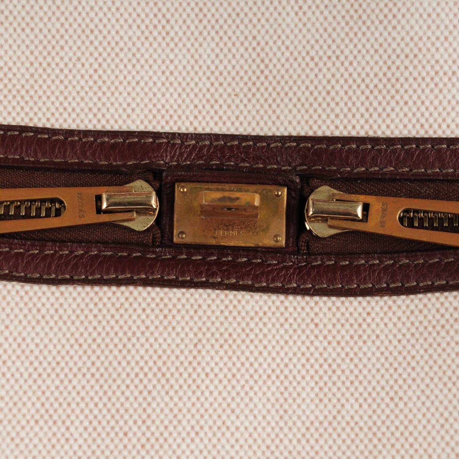 Hermes Taurillon Clemence Toile Victoria 50 Ecru Havane 11 of 17