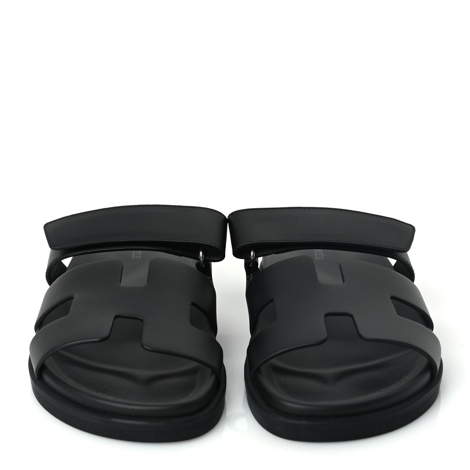 Hermes Calfskin Womens Chypre Sandals 38.5 Black 3 of 9