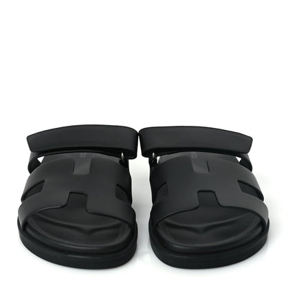 Hermes Calfskin Womens Chypre Sandals 38.5 Black 3 of 9