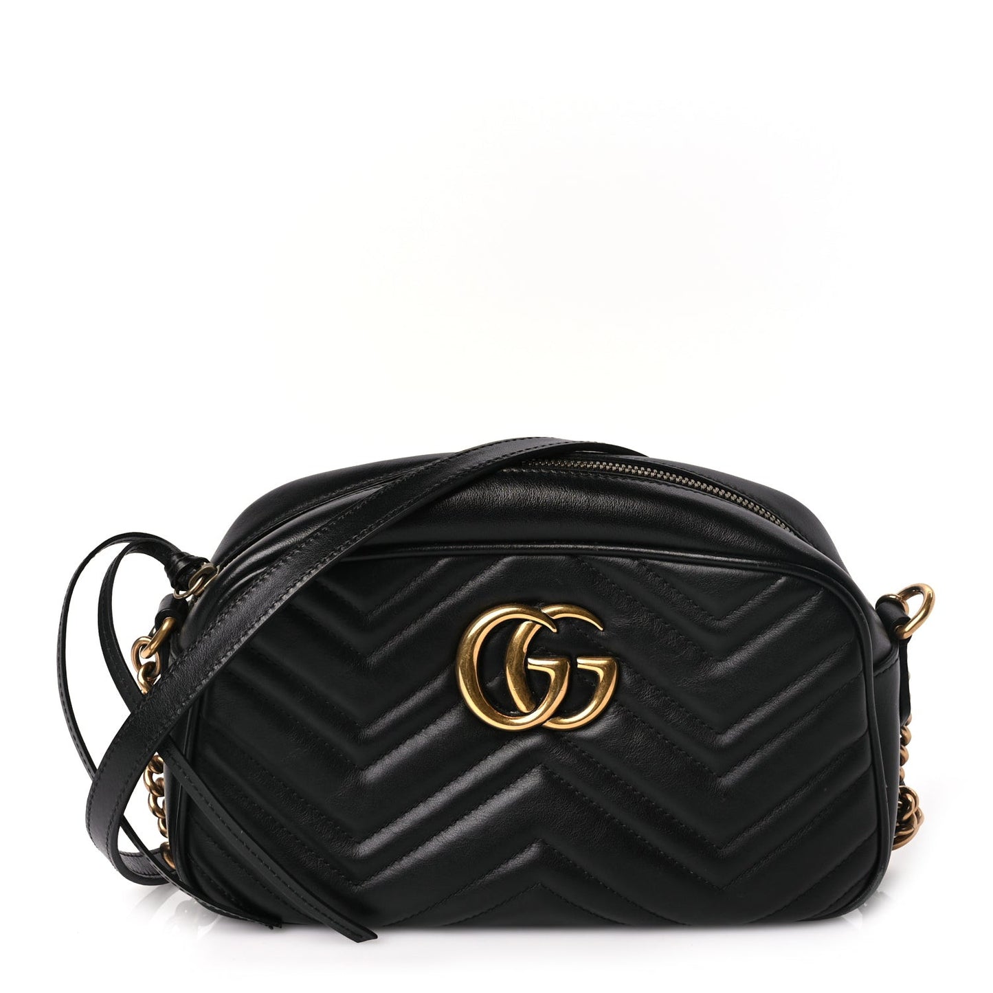 Calfskin Matelasse Small GG Marmont Chain Shoulder Bag Black