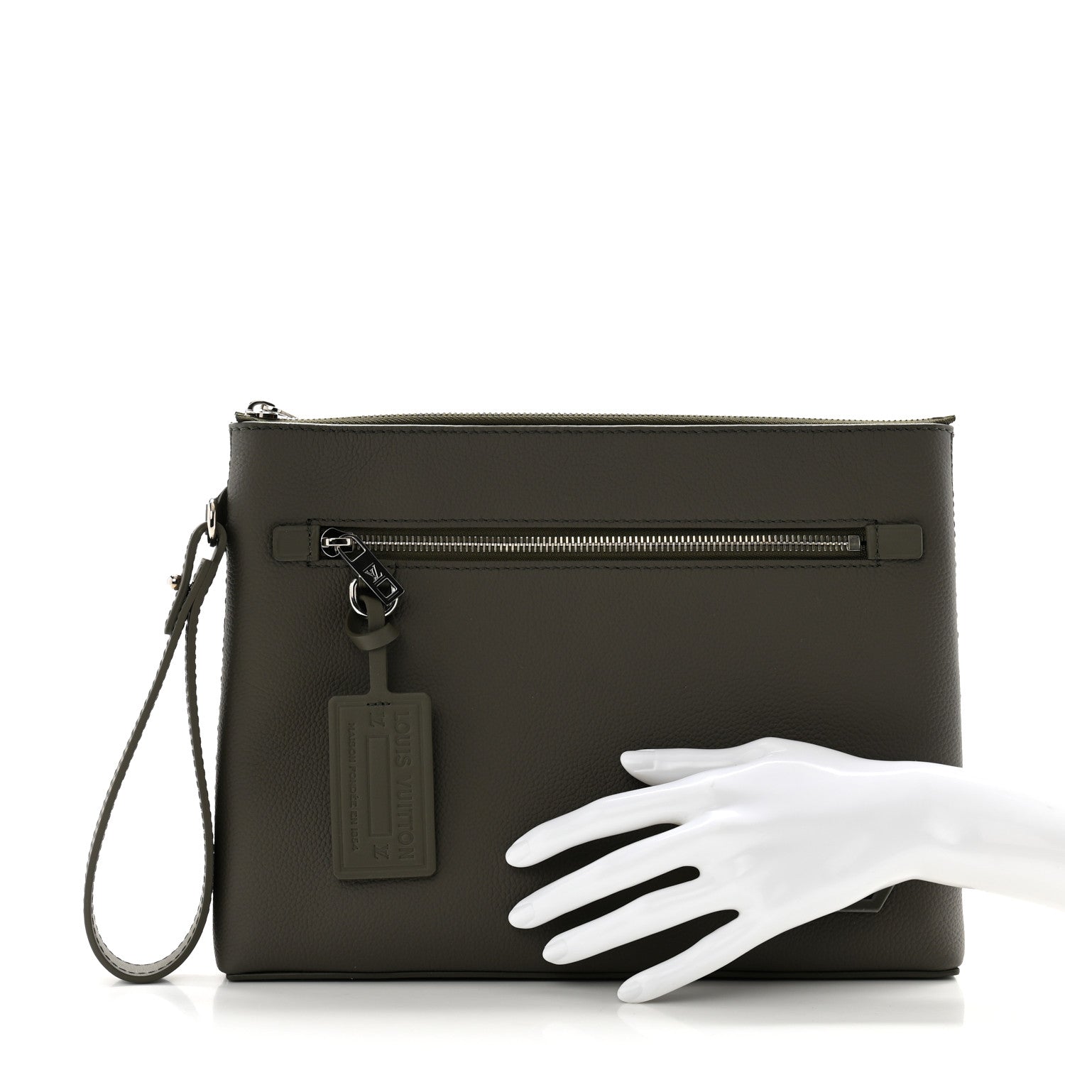 Louis Vuitton Calfskin Aerogram Takeoff Pouch Khaki 2 of 7