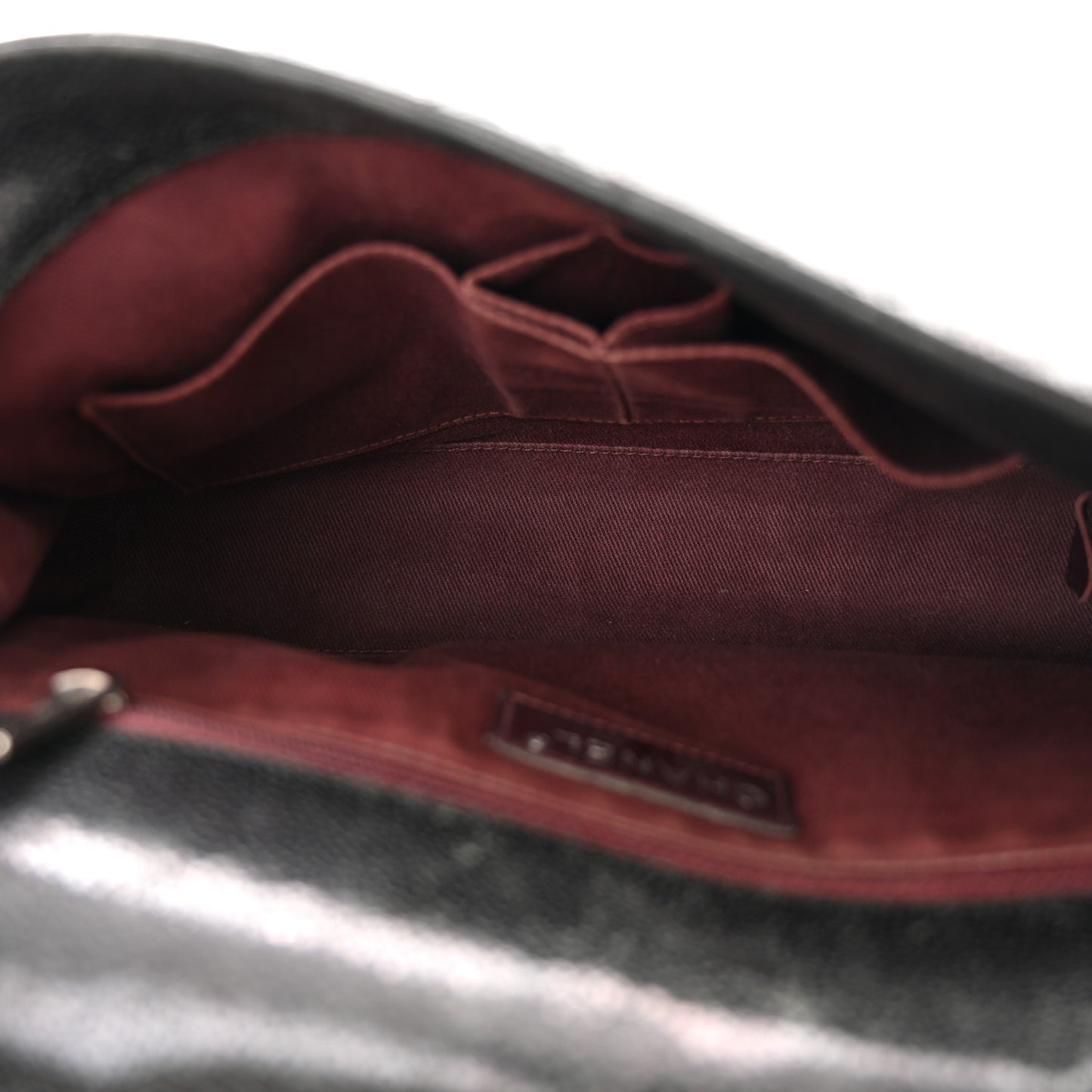 Crumpled Grained Calfskin Medium CC Crave Flap Black