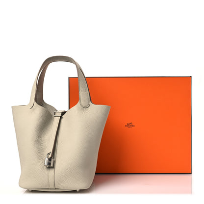 Hermes Taurillon Clemence Picotin Lock 22 MM Beton 11 of 12