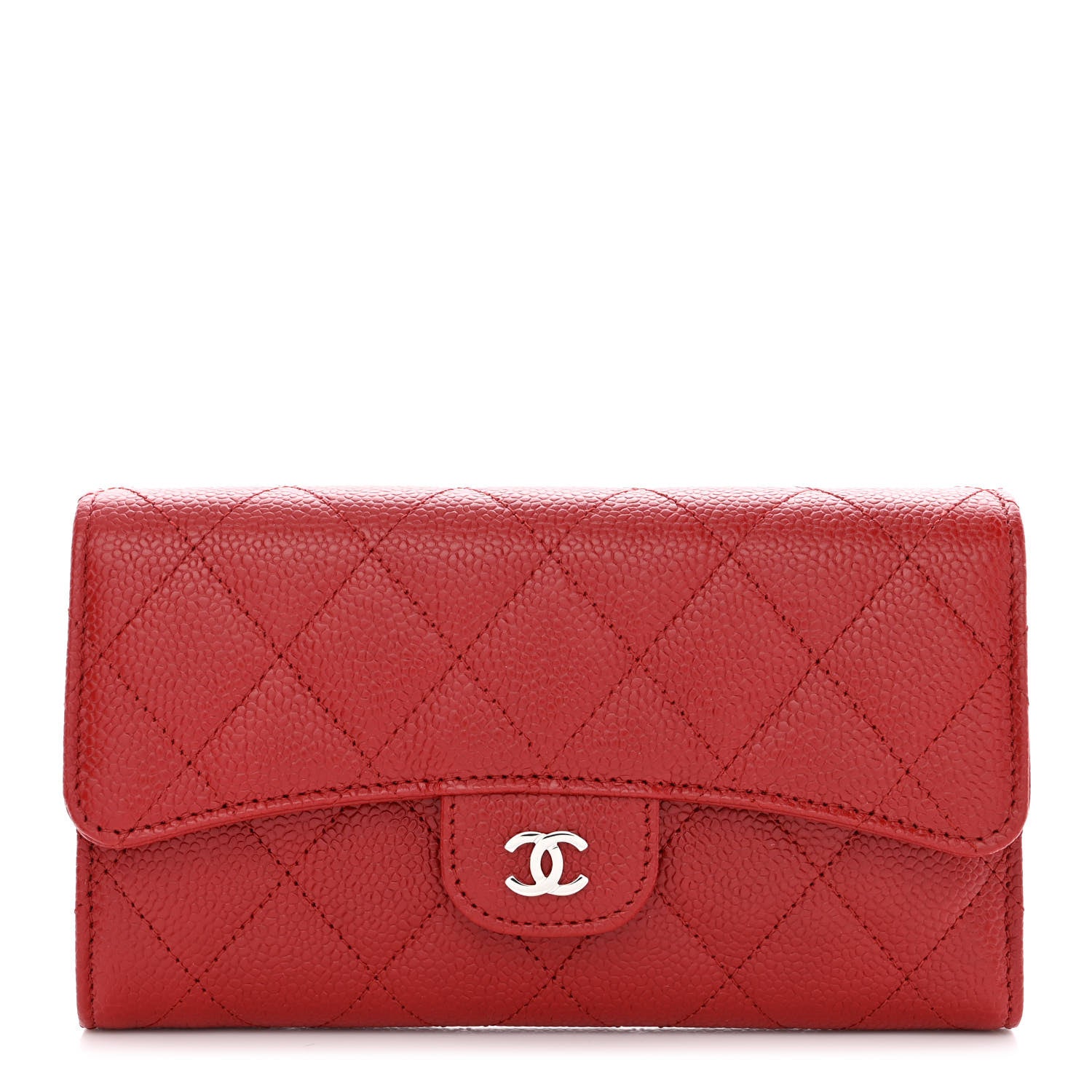 Chanel Caviar Quilted Large Flap Wallet Red 1 of 9