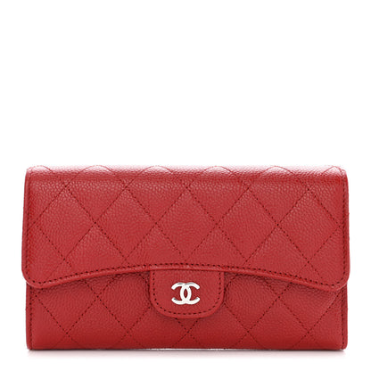 Chanel Caviar Quilted Large Flap Wallet Red 1 of 9