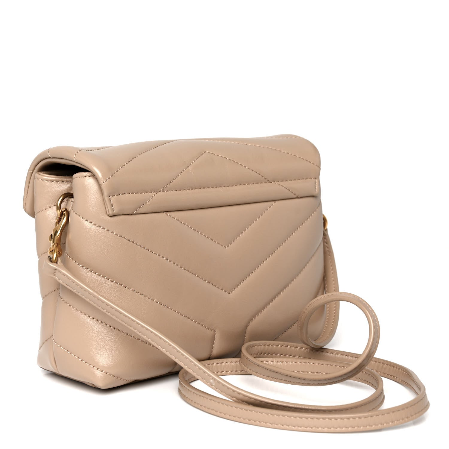 Saint Laurent Calfskin Y Quilted Monogram Toy Loulou Crossbody Bag Dark Beige 3 of 9