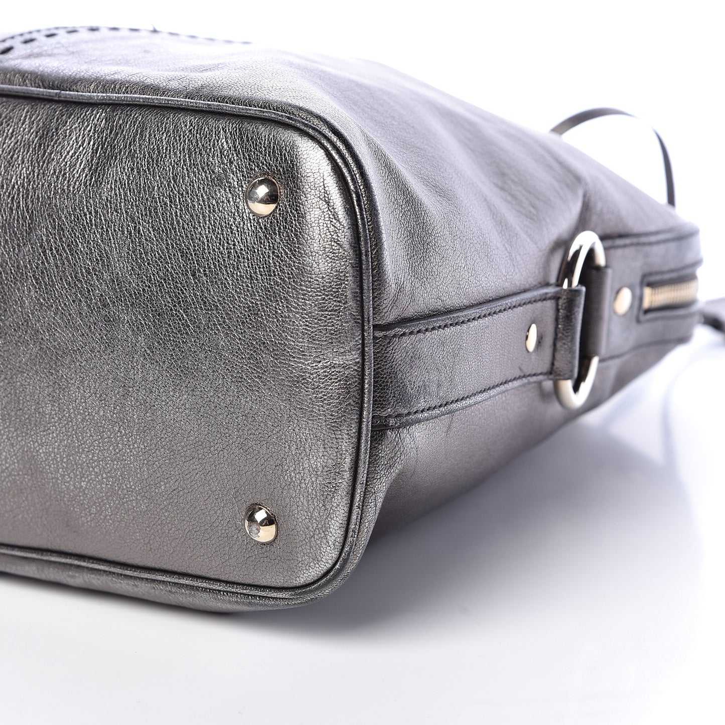 Metallic Calfskin Oversized Muse Gunmetal