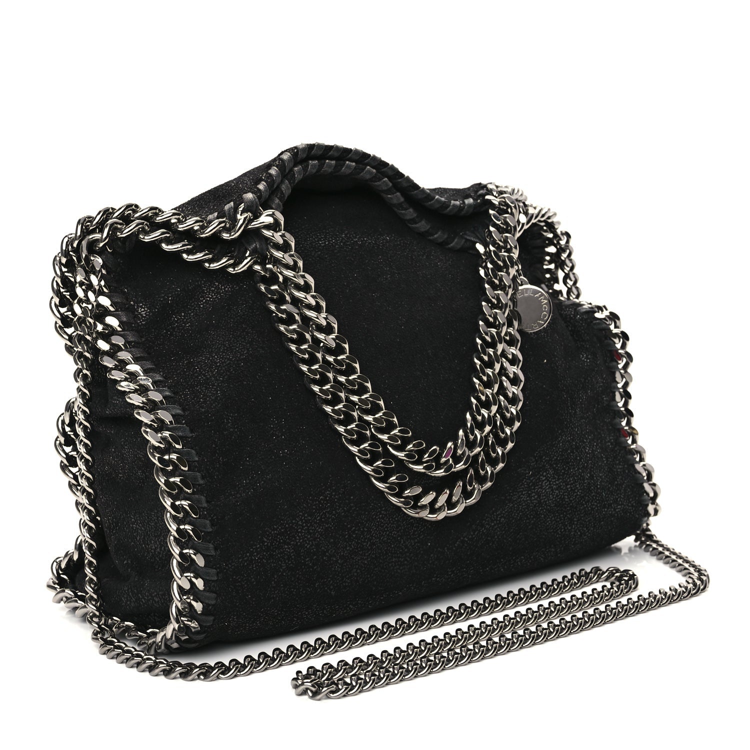 Stella McCartney Shaggy Deer Mini Falabella Fold Over Tote Black 2 of 10