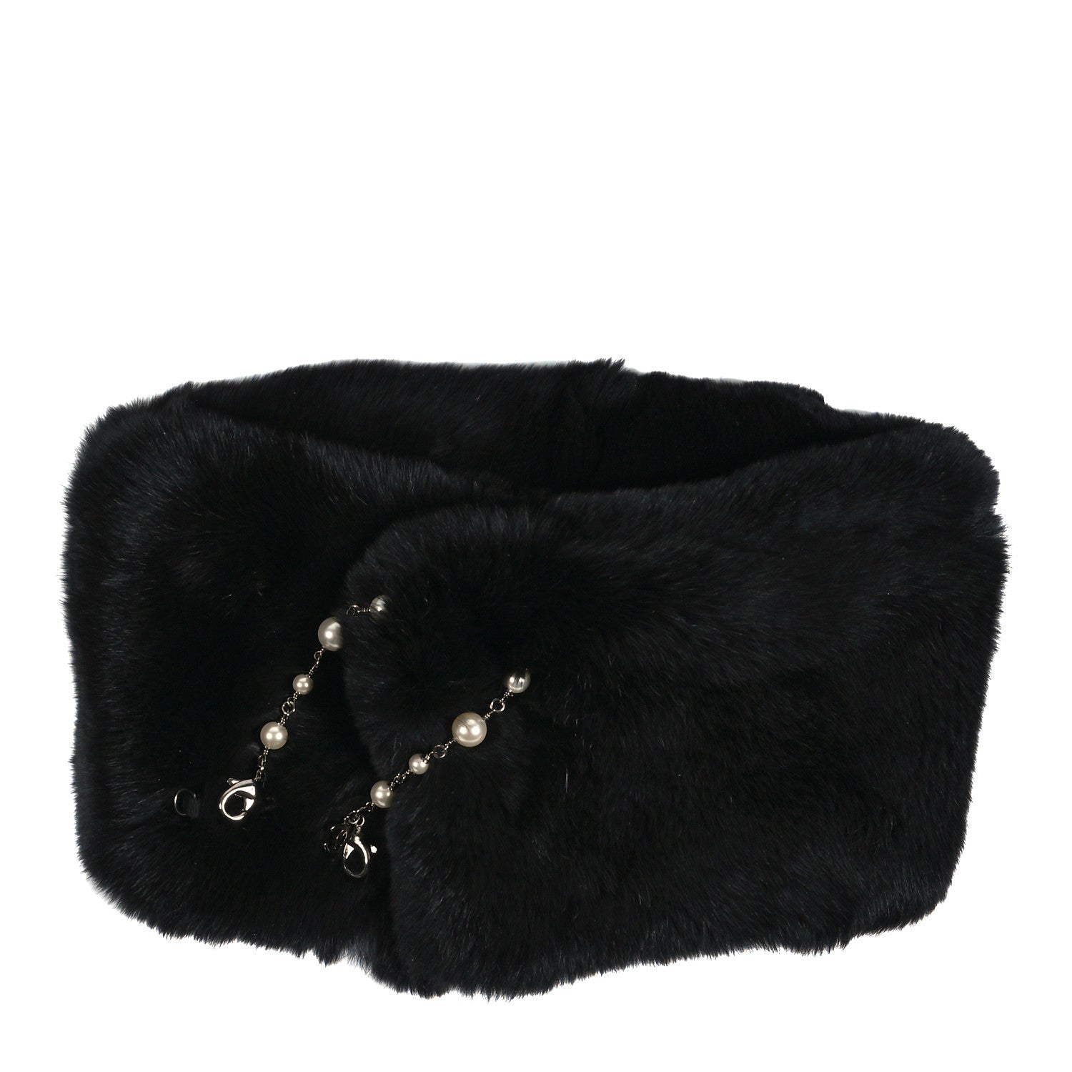Chanel Orylag Rabbit Fur Scarf Black 1 of 6