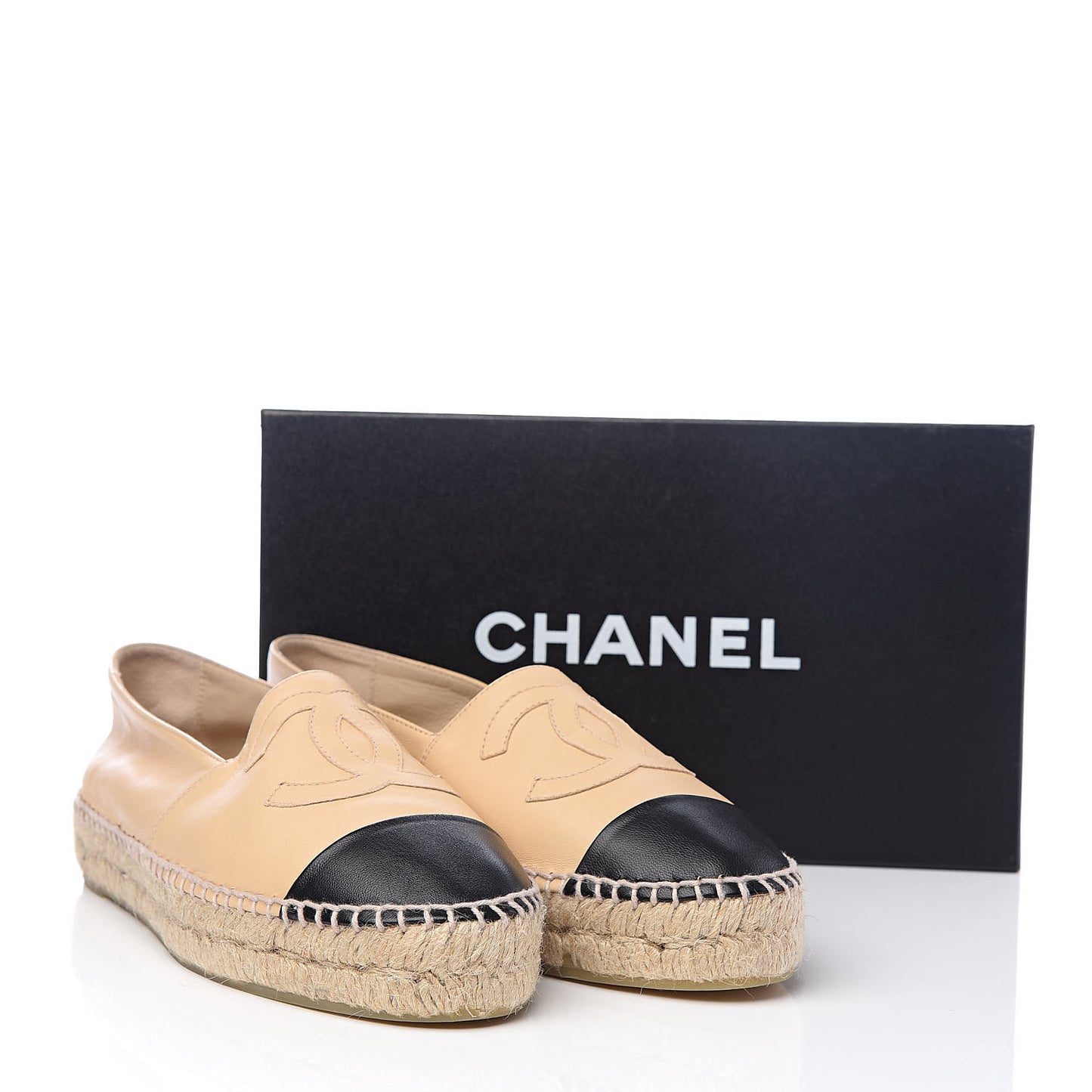 Lambskin CC Espadrilles 39 Beige Black