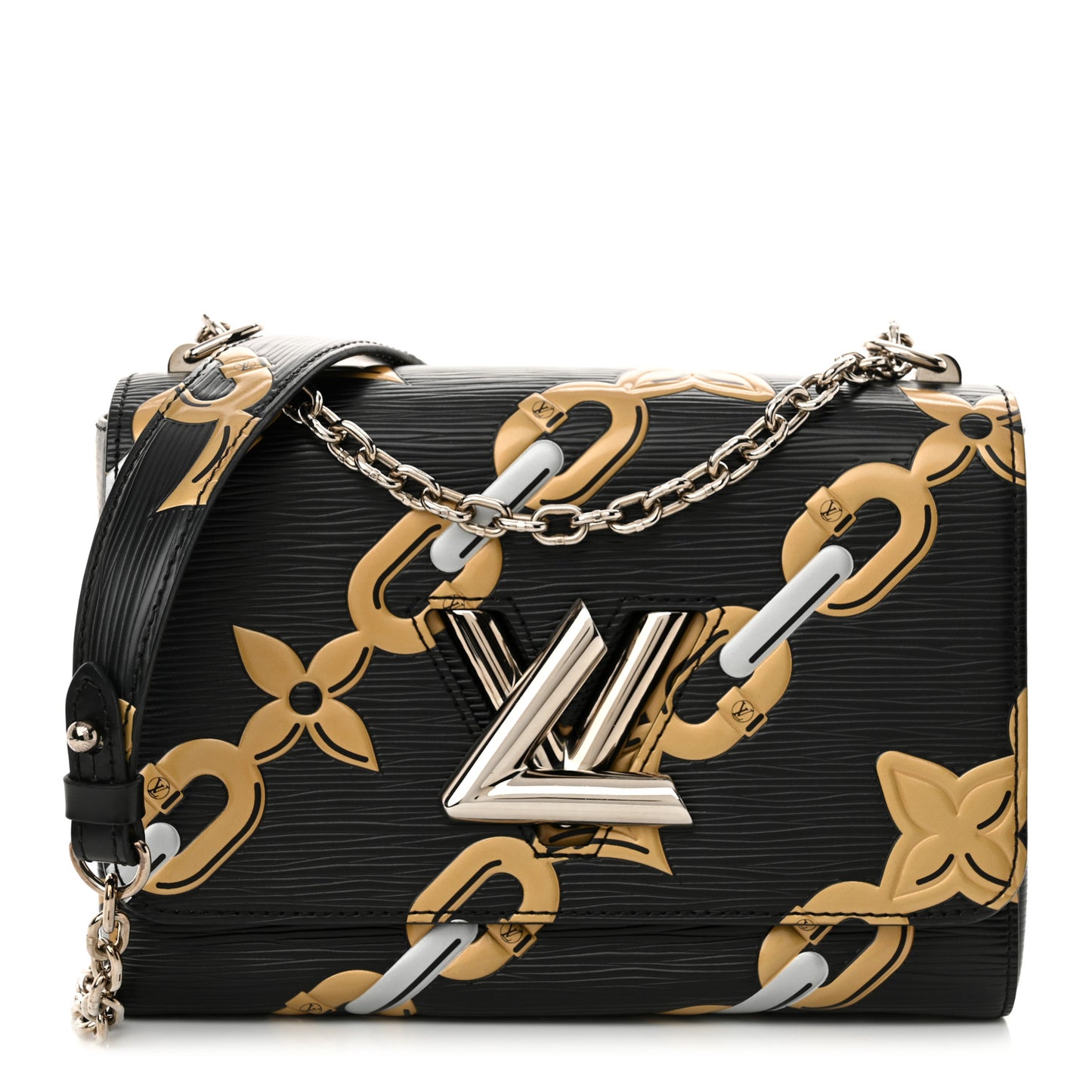 Epi Chain Flower Twist Shoulder Bag MM Black