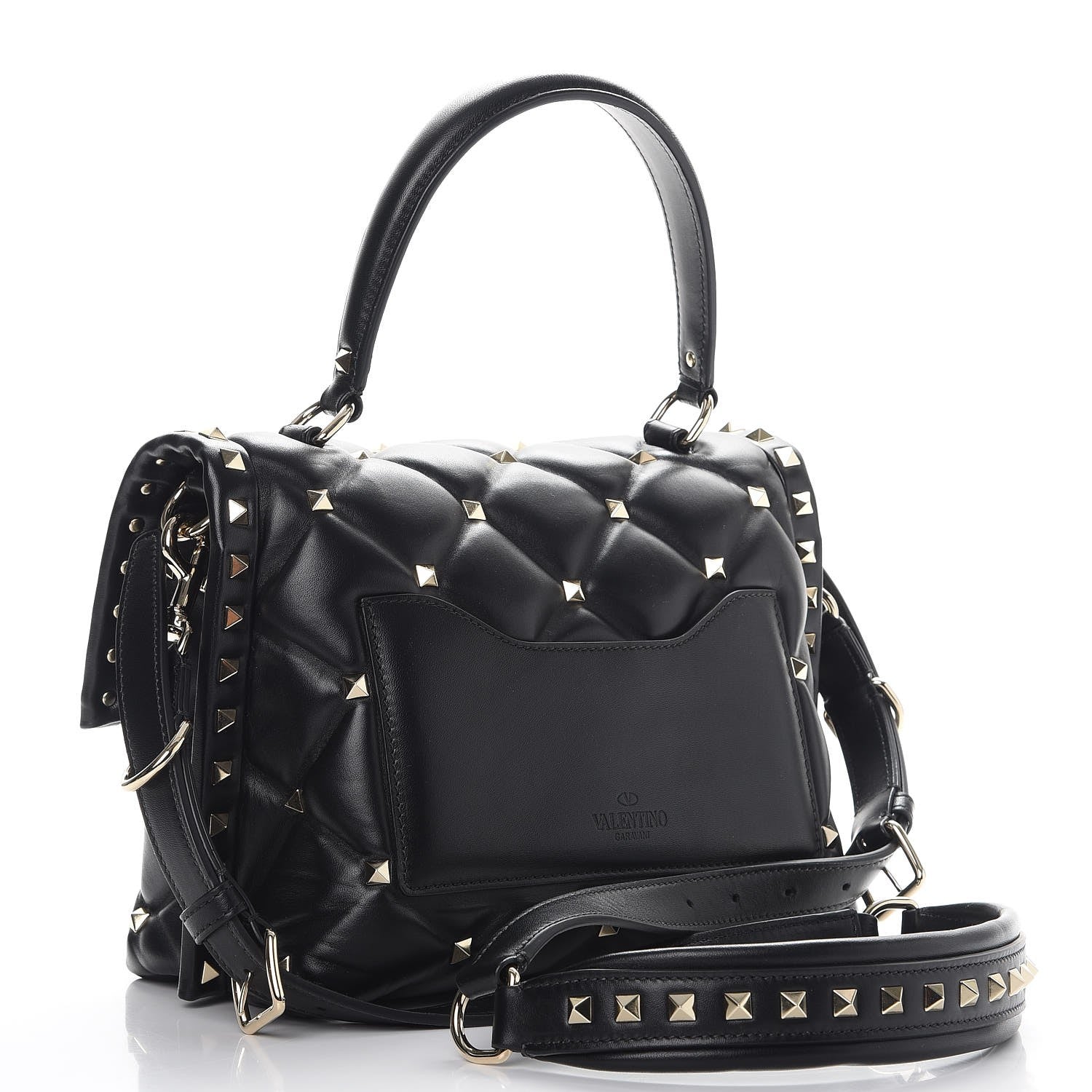 Valentino Garavani Lambskin VLTN Print Candystud Top Handle Bag Black 3 of 7