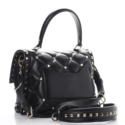 Valentino Garavani Lambskin VLTN Print Candystud Top Handle Bag Black 3 of 7