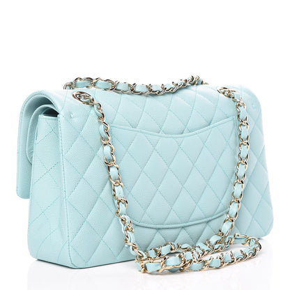 Chanel Caviar Quilted Medium Double Flap Light Blue 3 of 10
