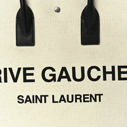 Saint Laurent Linen Calfskin Rive Gauche Tote Optic White 6 of 8