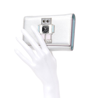 MCM Calfskin Roboter Tri-Fold Wallet White 2 of 9