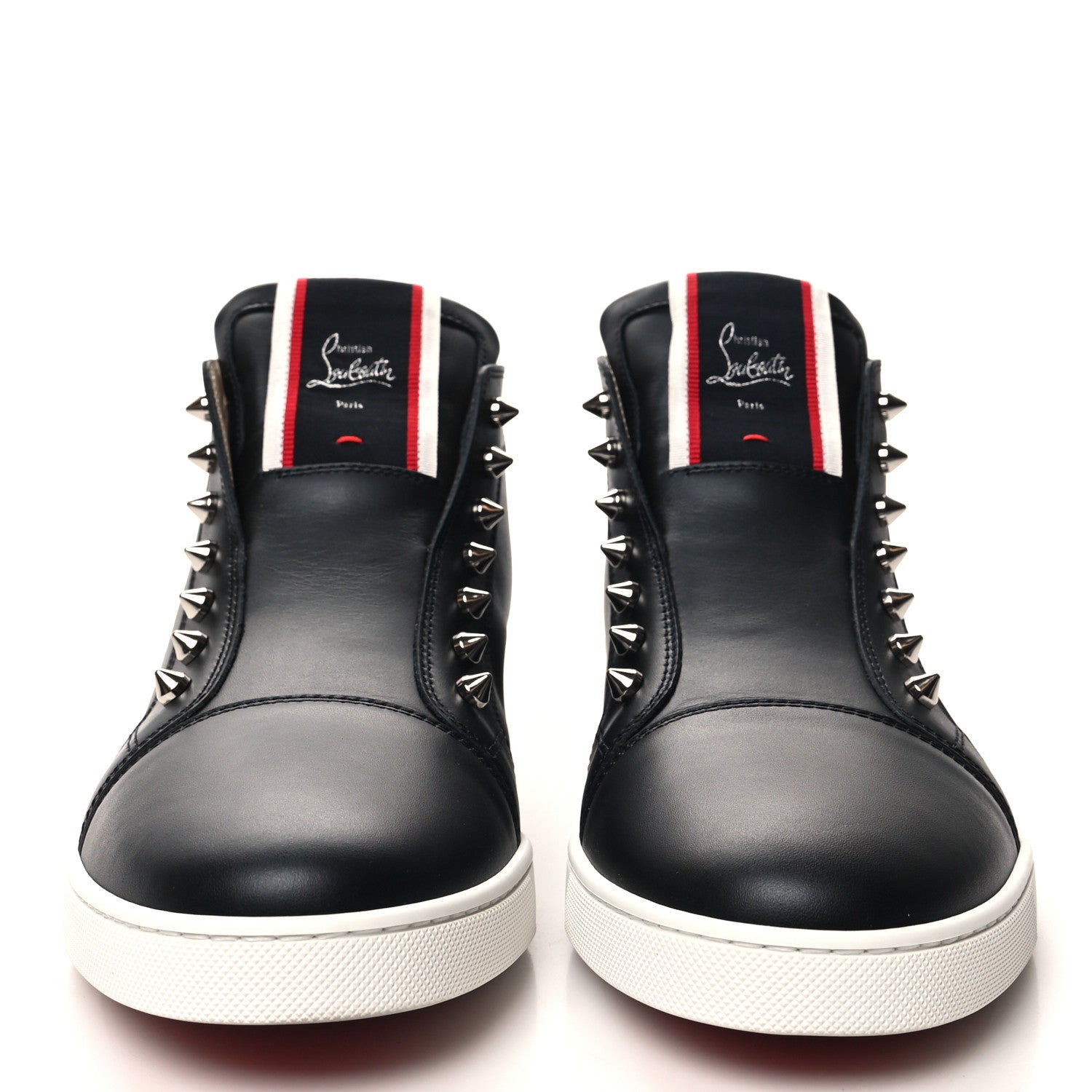 Christian Louboutin Calfskin Mens Fique A Vontade Mid Cut Sneakers 43 Black 2 of 9