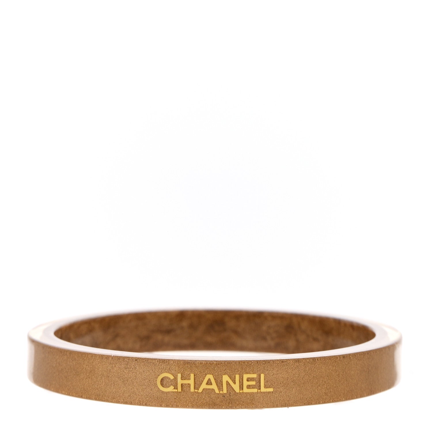 Chanel Resin Logo Bangle Bracelet Gold 1 of 4