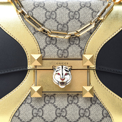 Gucci GG Supreme Monogram Small Osiride Top Handle Bag Black Gold 10 of 10