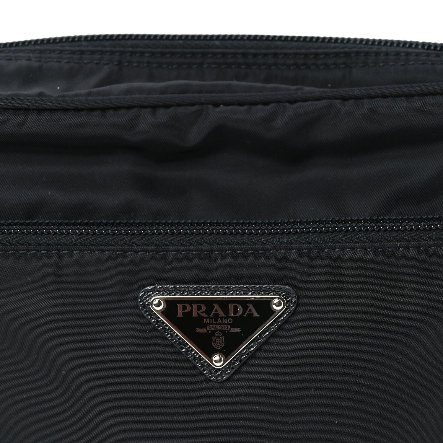 Prada Re-Nylon Vela Saffiano Pocket Double Zip Shoulder Bag  Black 5 of 7