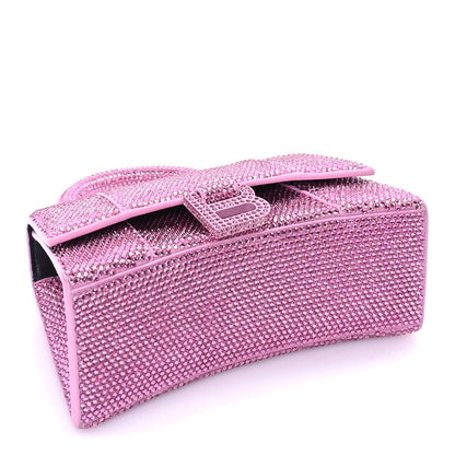 Balenciaga Strass Suede Hourglass Top Handle Bag XS  Pink 3 of 7