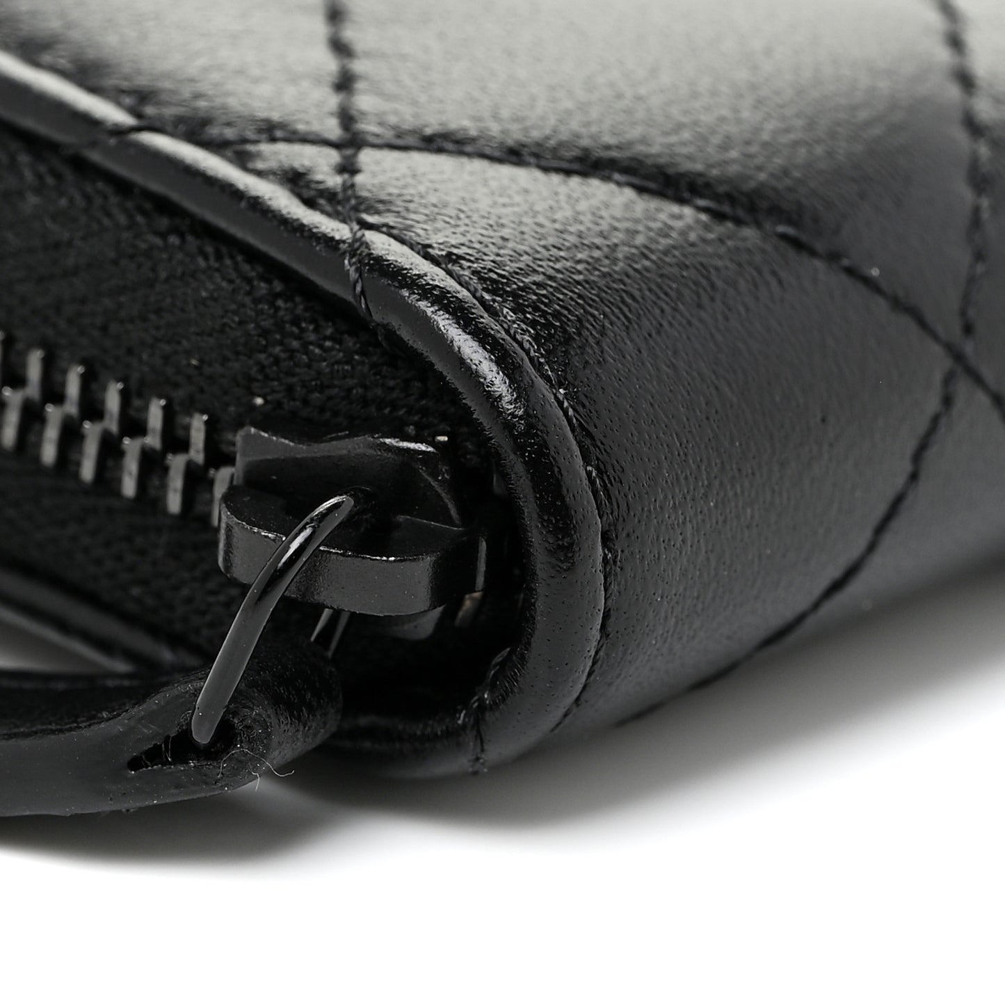 Lambskin Quilted Zip Coin Purse So Black