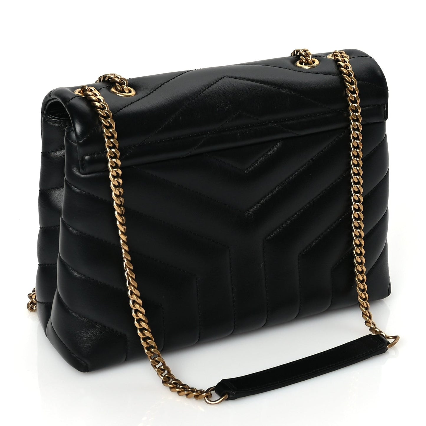 Calfskin Y Quilted Monogram Small Loulou Chain Satchel Black