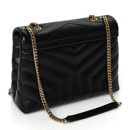 Saint Laurent Calfskin Y Quilted Monogram Small Loulou Chain Satchel Black 2 of 8
