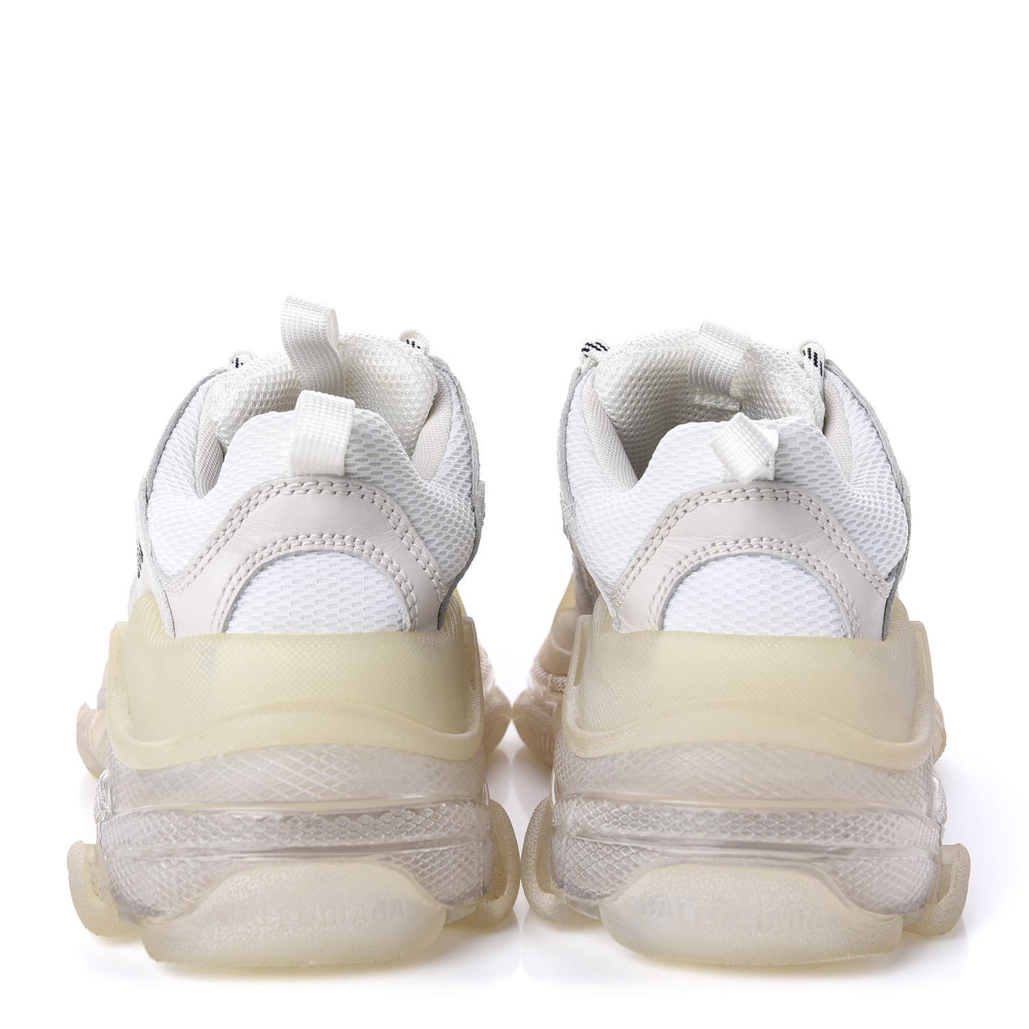 Fabric Mesh Clear Sole Womens Triple S Sneakers 35 White