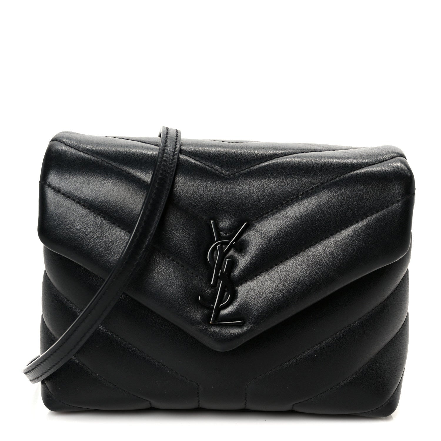 Saint Laurent Calfskin Y Quilted Monogram Monochrome Toy Loulou Crossbody Bag Black 1 of 1