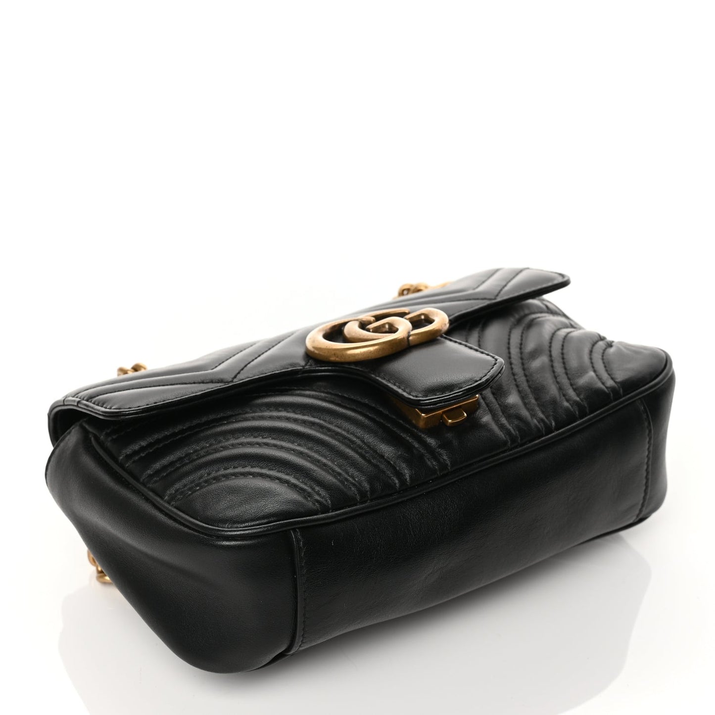 Calfskin Matelasse Mini GG Marmont Shoulder Bag Black