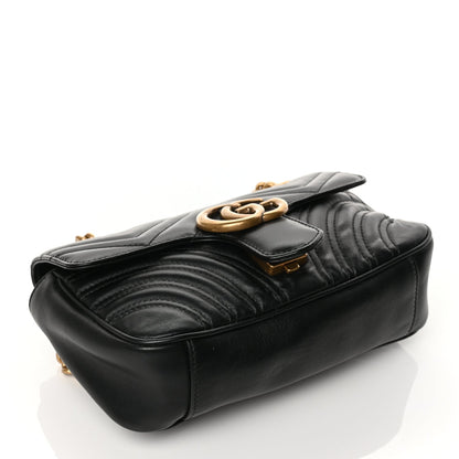 Gucci Calfskin Matelasse Mini GG Marmont Shoulder Bag Black 3 of 9