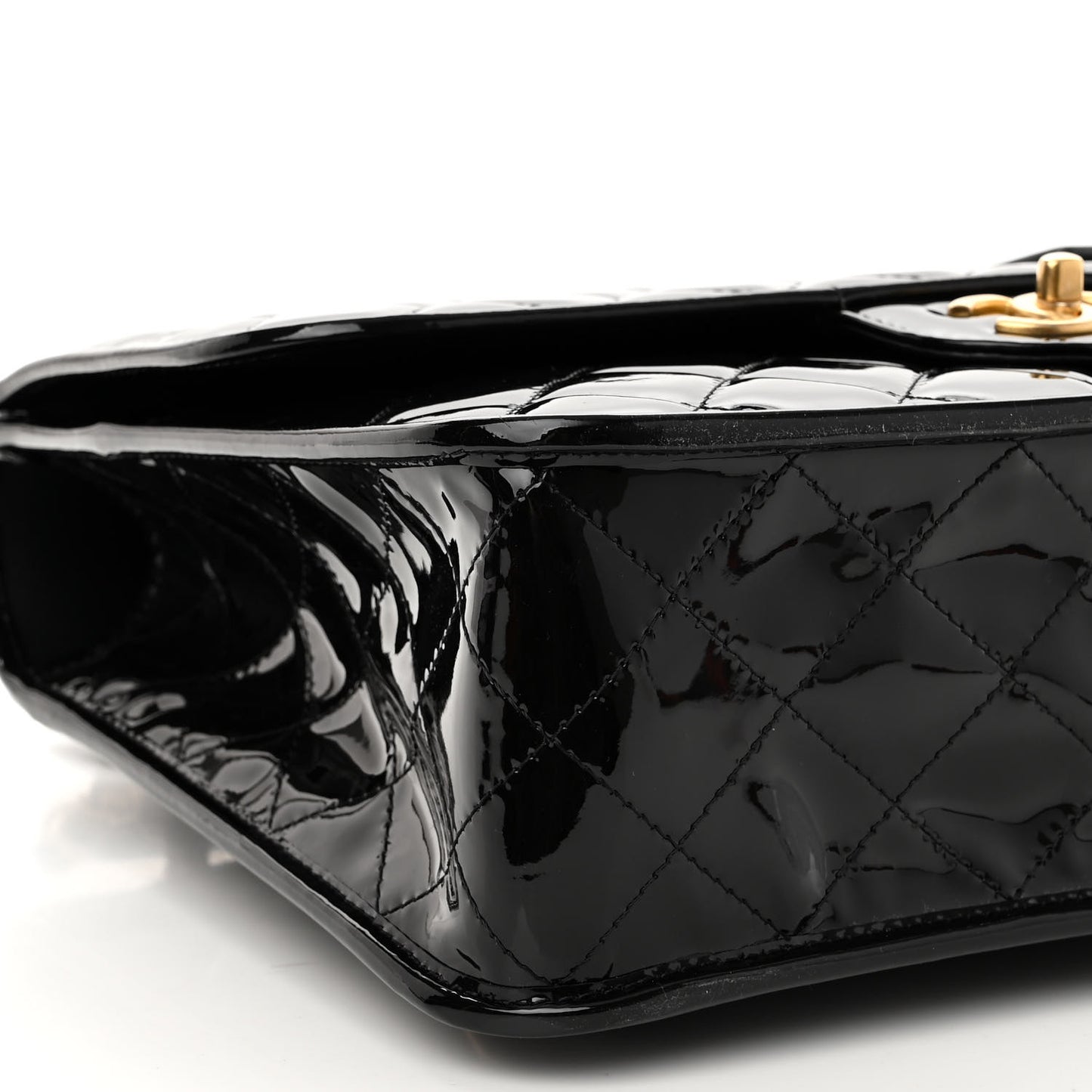 Patent Quilted Large School Memory Top Handle Flap Black