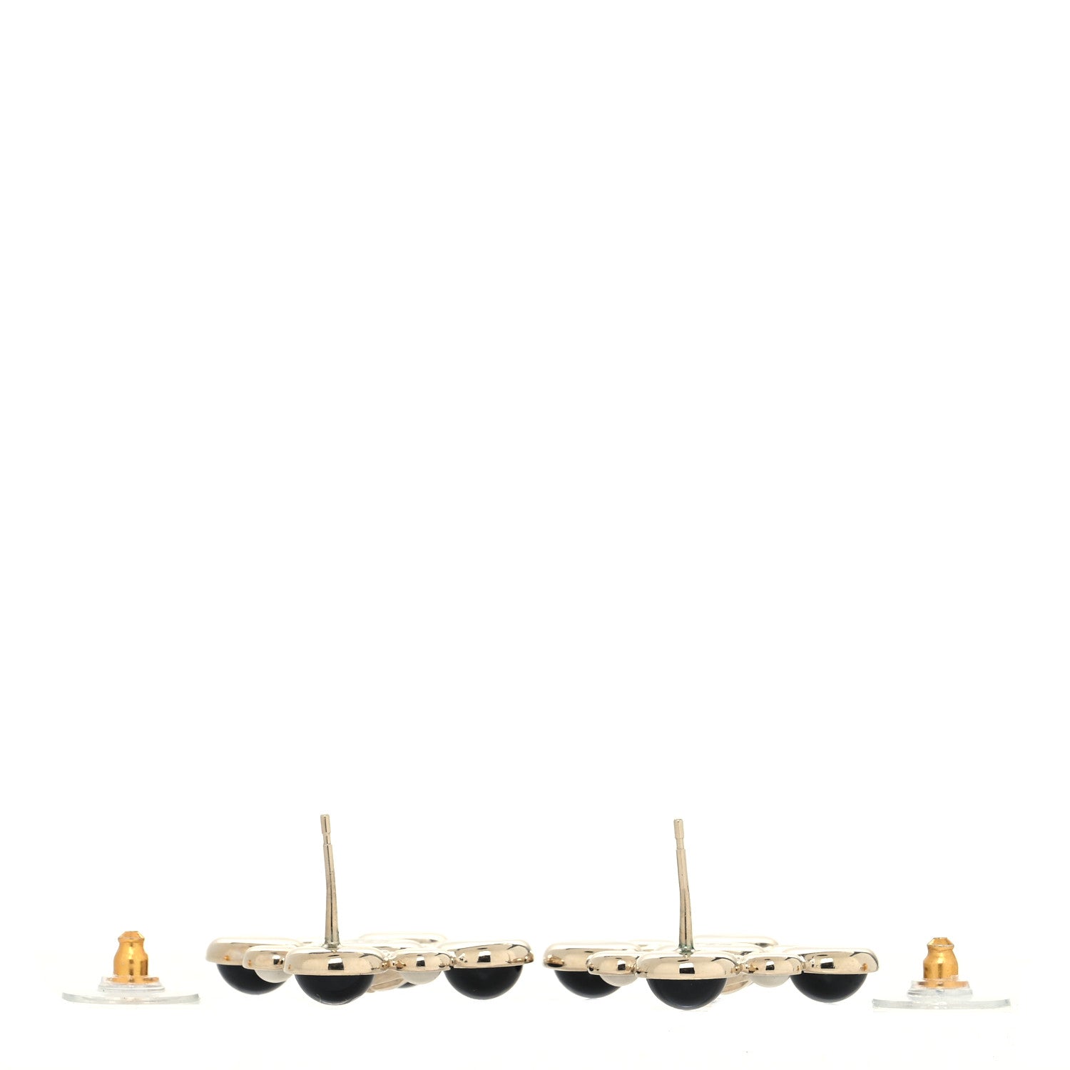 Chanel Enamel Pearl Crystal CC Earrings Black Gold 3 of 4