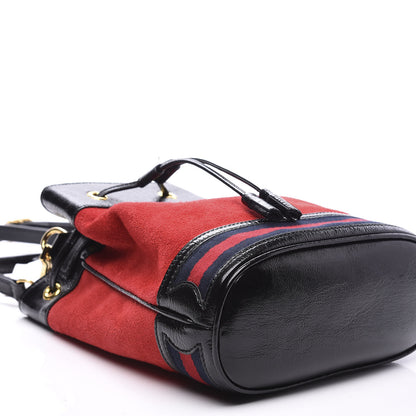 Gucci Suede Patent Web Small Ophidia Bucket Bag Hibiscus Red Black 8 of 10
