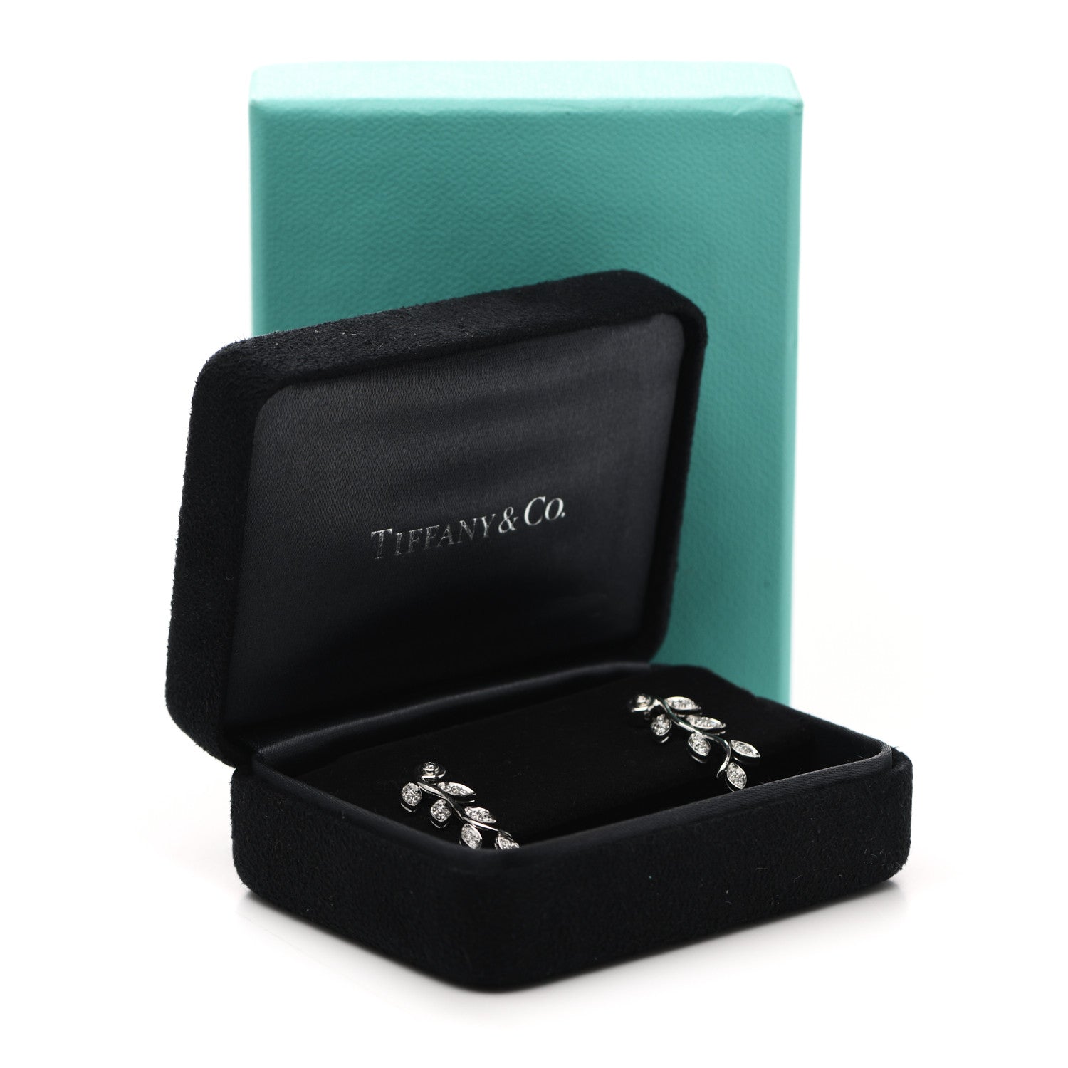 Tiffany Platinum Diamond Garland Leaf Earrings 5 of 5