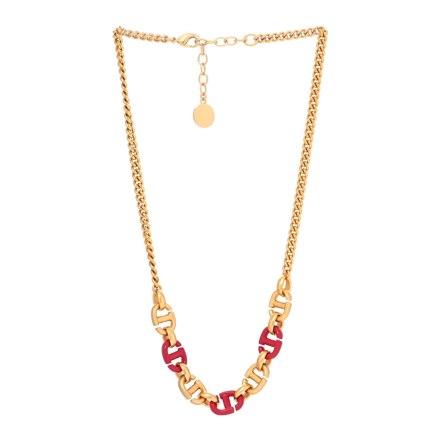 Metal Resin CD Logo Chain Choker Gold Raspberry