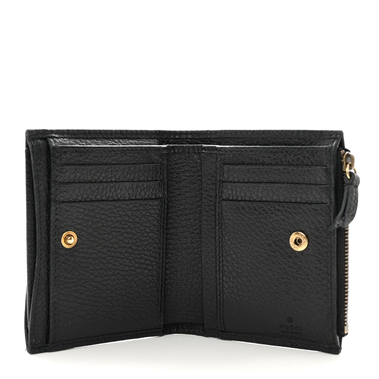 Pebbled Calfskin Butterfly Card Case Wallet Black