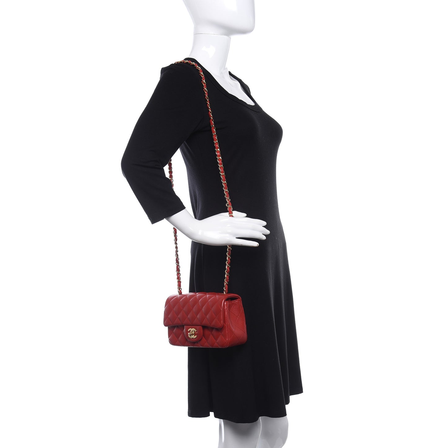 Lambskin Quilted Mini Rectangular Flap Red